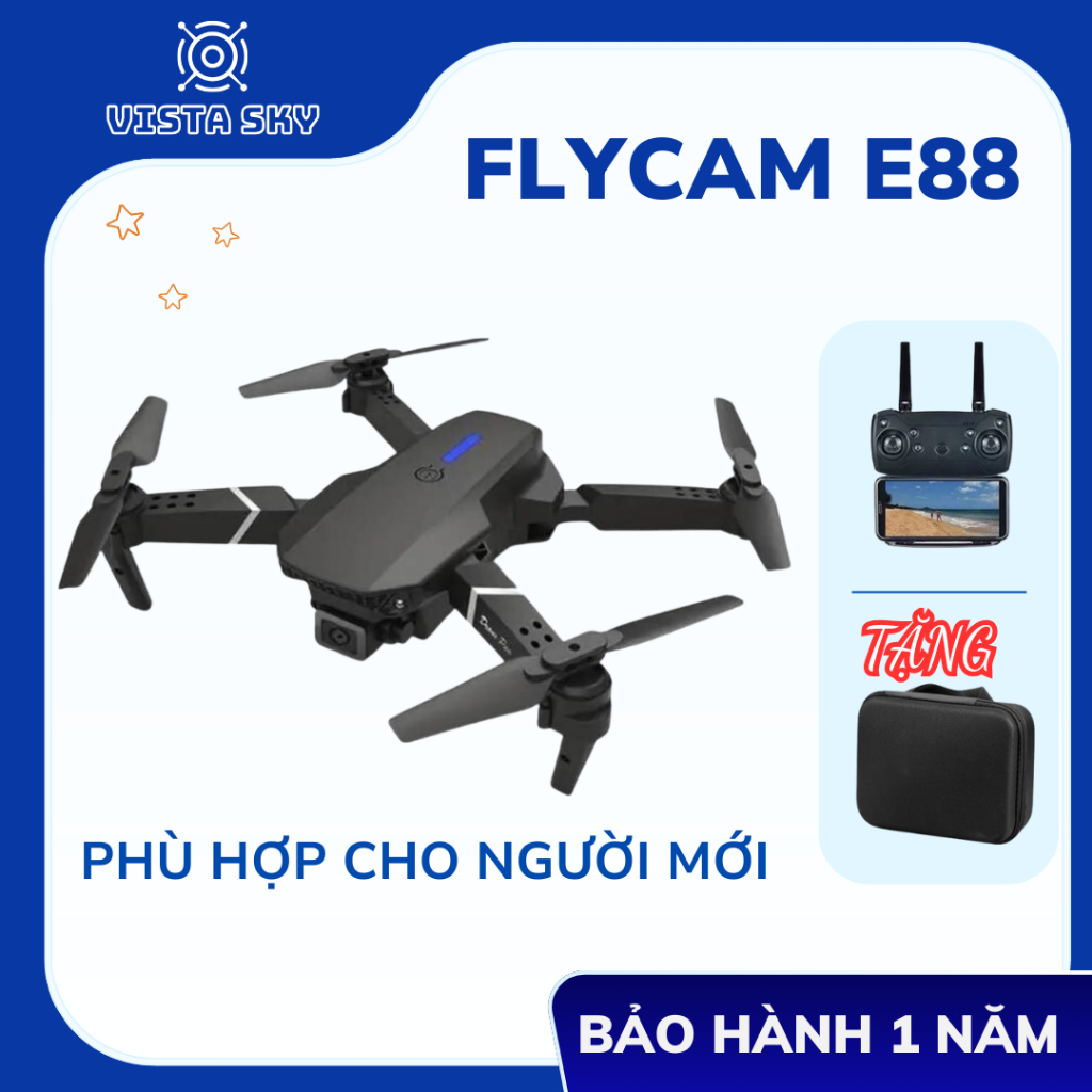 Flycam giá rẻ, E88 pro phiên bản mới nhất, Máy bay điều khiển cho người tập chơi, Flycam