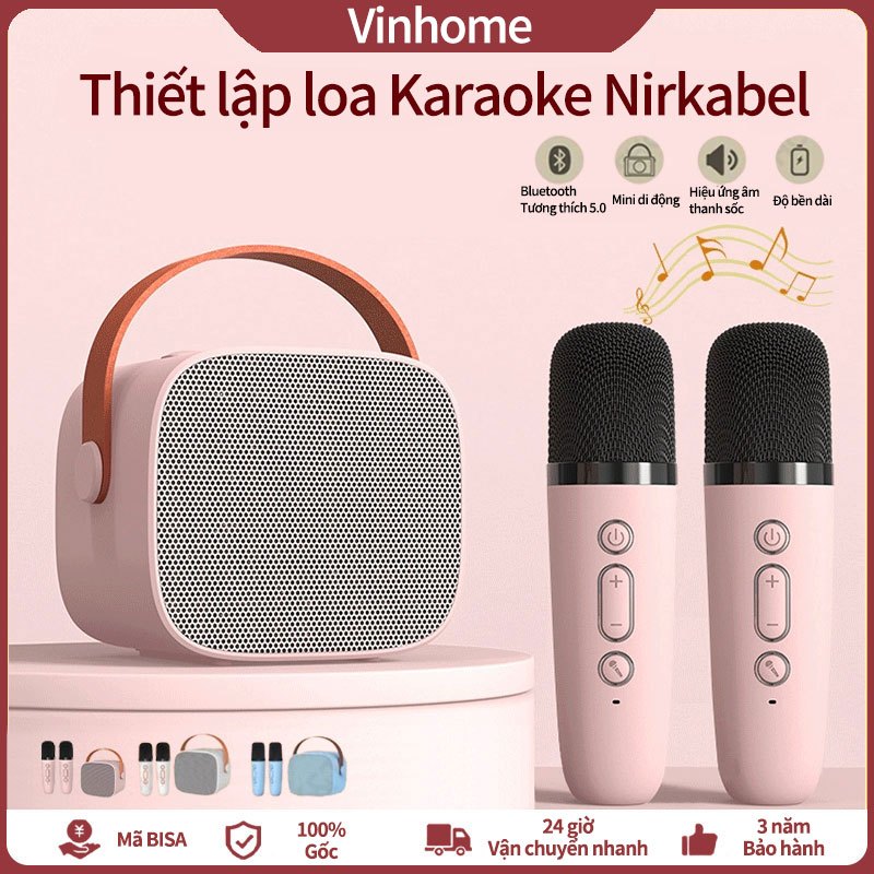 Loa Karaoke Mini K1 Sạc Pin Không Dây, Âm Thanh Hay Bass Chuẩn Tặng Kèm 2 Míc Hát