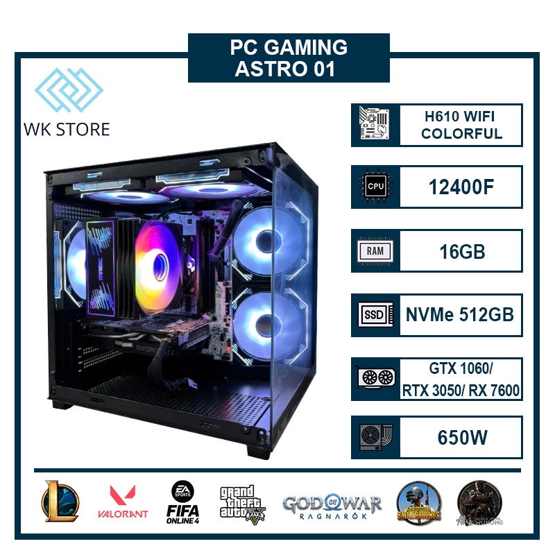 Thùng PC Astro 01 | I5 12400F, 16GB Ram, VGA GTX 1060 / RTX 3050 / RX 7600 (Mới, BH 36T)