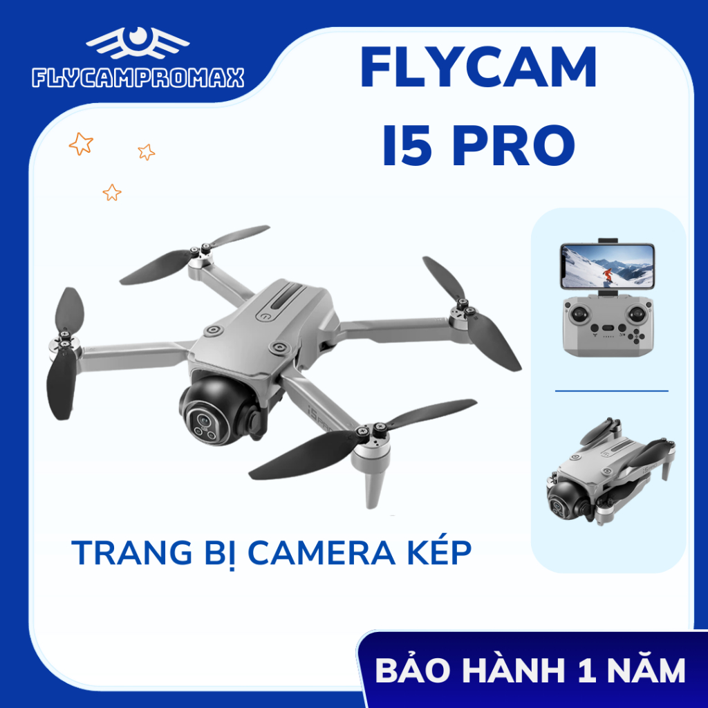 FLYCAM, Drone mini i5 PRO, Flycam, Máy bay điều khiển từ xa có cảm biến chống va chạm, camera 4K