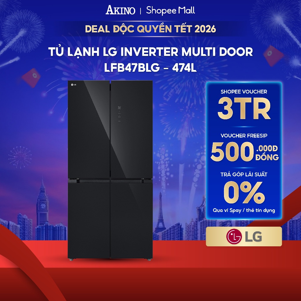 Tủ lạnh LG Inverter 474 lít Multi Door LFB47BLG - Hàng Chính Hãng