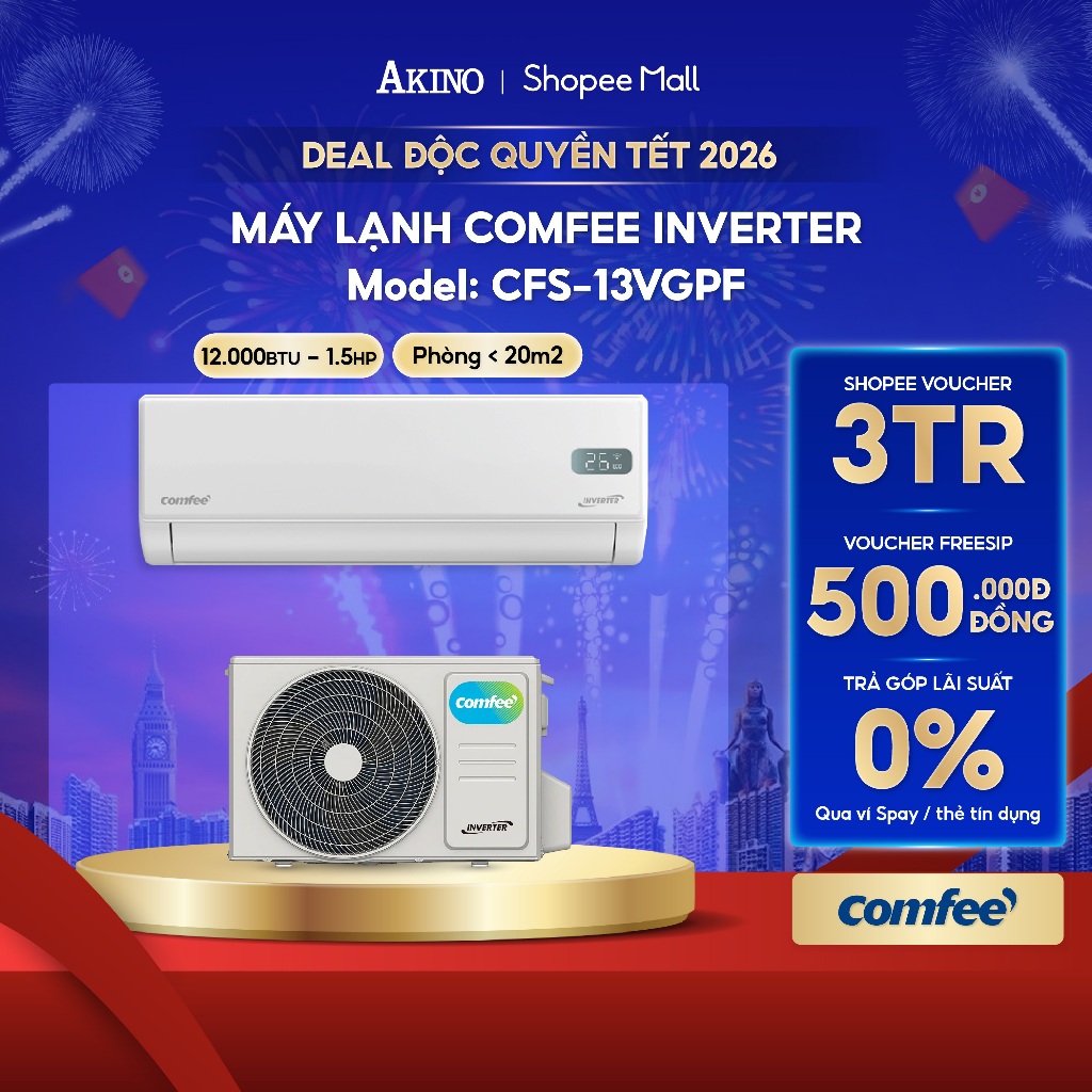 CFS-13VGPF-V I Máy Lạnh Comfee Inverter Tiết Kiệm Điện 12.000BTU/1.5HP/1.5Ngựa Model 2025