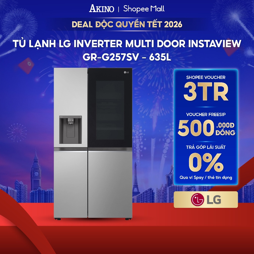 Tủ lạnh LG Inverter 635 lít Side By Side InstaView GR-G257SV - Bảo hành chính hãng