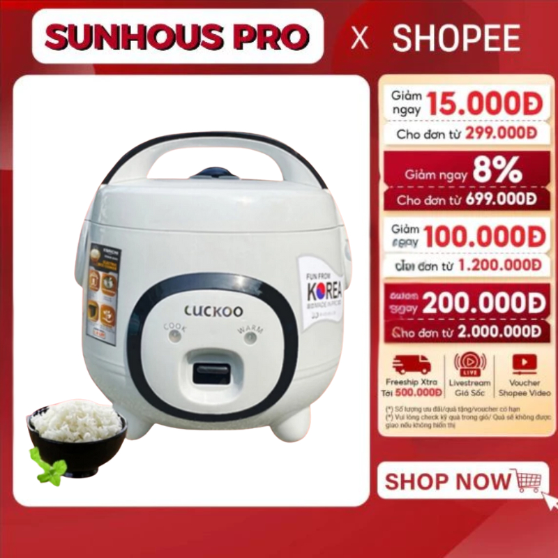 Nồi Cơm Điện  CUCKOO  Dung Tích 1L- 1,2L-1,8L Công Suất 700W Nắp Gài Hình Lợn Lòng Nồi Tráng Men Siêu Chống Dính