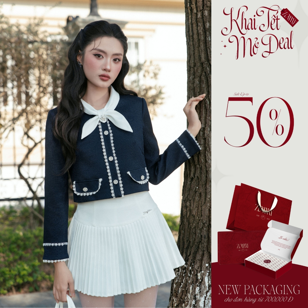 ZAMY SHOP - ÁO TK dạ cổ chéo pha trắng nữ tiểu thư thanh lịch đi chơi, đi làm, dạo phố cực xinh