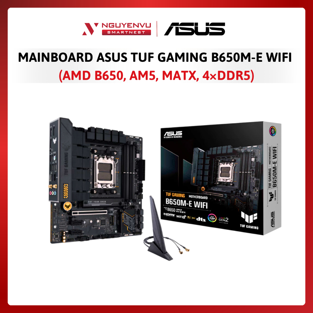 Mainboard ASUS TUF GAMING B650M-E WIFI, B650M-E (AMD B650, AM5, mATX, 4×DDR5) | Hàng chính hãng | Bả