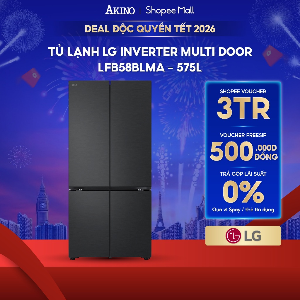 Tủ lạnh LG Inverter 575 lít Multi Door LFB58BLMA - Bảo hành chính hãng
