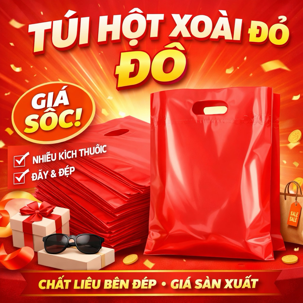 0,5 KG Túi Xoài Đỏ/Trắng PE Dày Dặn, Bền Bỉ – Túi Đựng Quà, Đóng Hàng Sản Phẩm Gọn Gàng Tiện Lợi Nhiều Kích Thước
