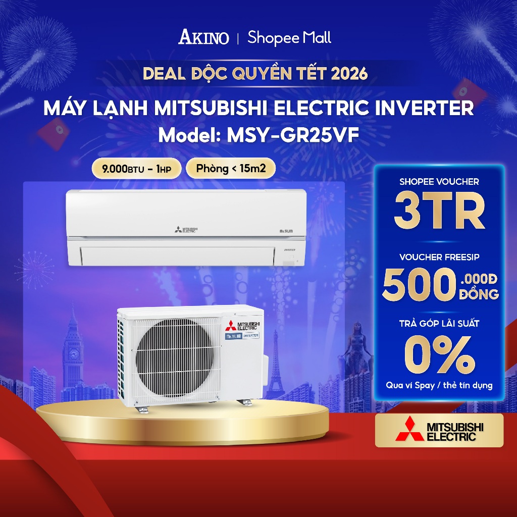 MSY-GR25VF I Máy Lạnh Mitsubishi Electric Inverter Tiết Kiệm Điện 9.000BTU/1.0HP/1.0Ngựa