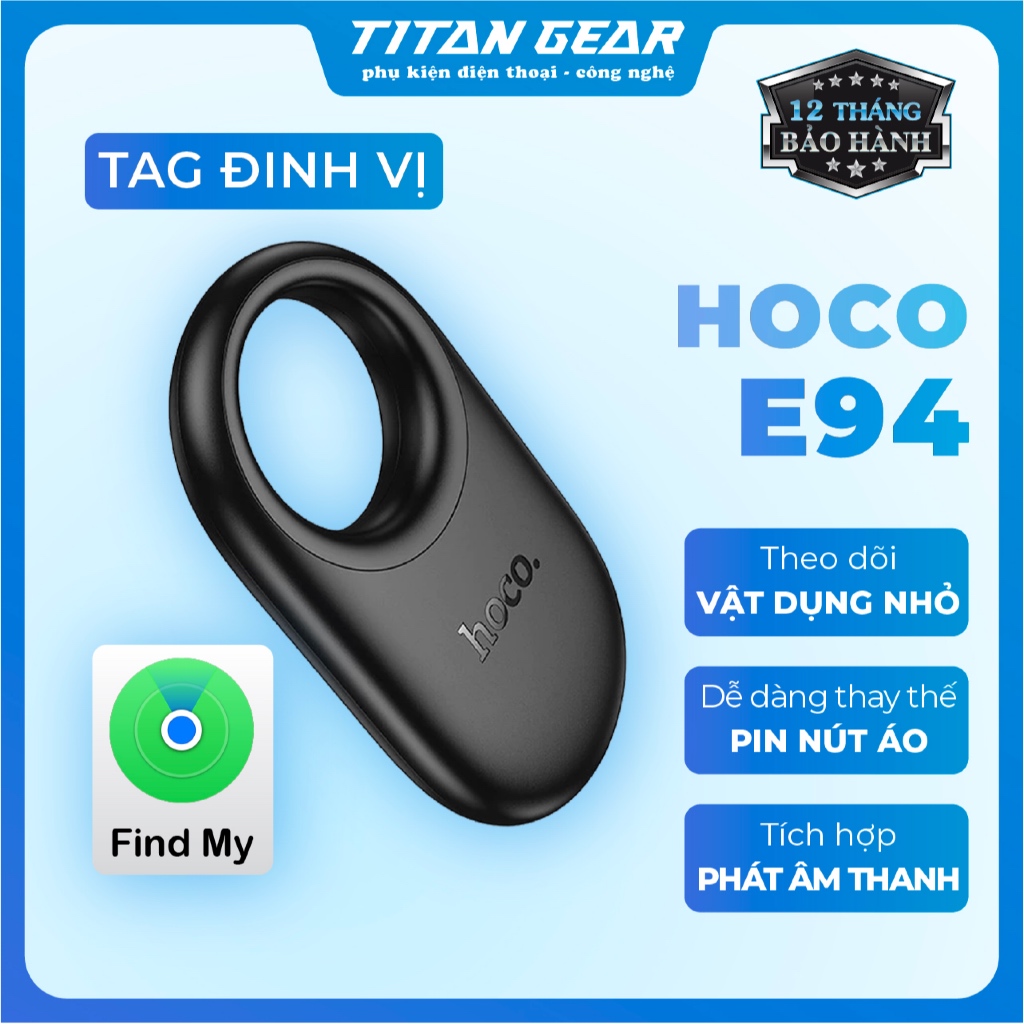 [TitanGear] Thiết bị TAG định vị thông minh E94 nhỏ gọn, theo dõi đồ dùng cá nhân, pin thay thế tiện