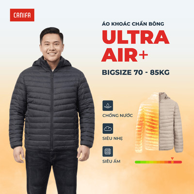 [ GIÁ ĐỘC QUYỀN] Áo khoác chần bông bigsize nam CANIFA áo khoác mùa đông Ultra Air 3 lớp siêu ấm siêu nhẹ 8OT25W027