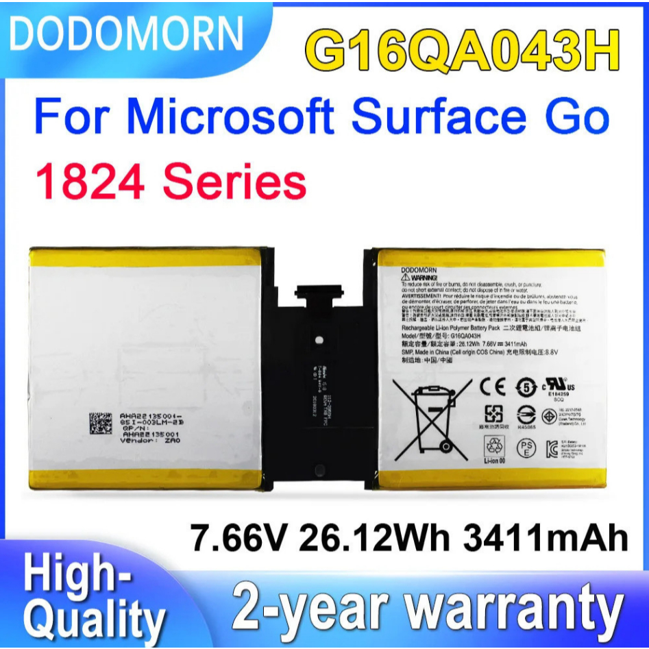 Dodoorn g16qa043h cho Microsoft Bề mặt đi 1824 4415y Tablet PC 2icp4/76/76 máy tính xách tay pin 7.6