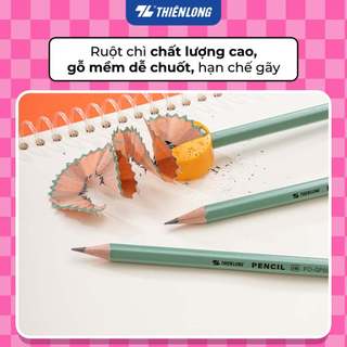 Hộp 10 cây bút chì Thiên Long 2B FO-GP02 kèm tẩy ít gãy nét đậm dùng luyện viết chữ cho học sinh, văn phòng