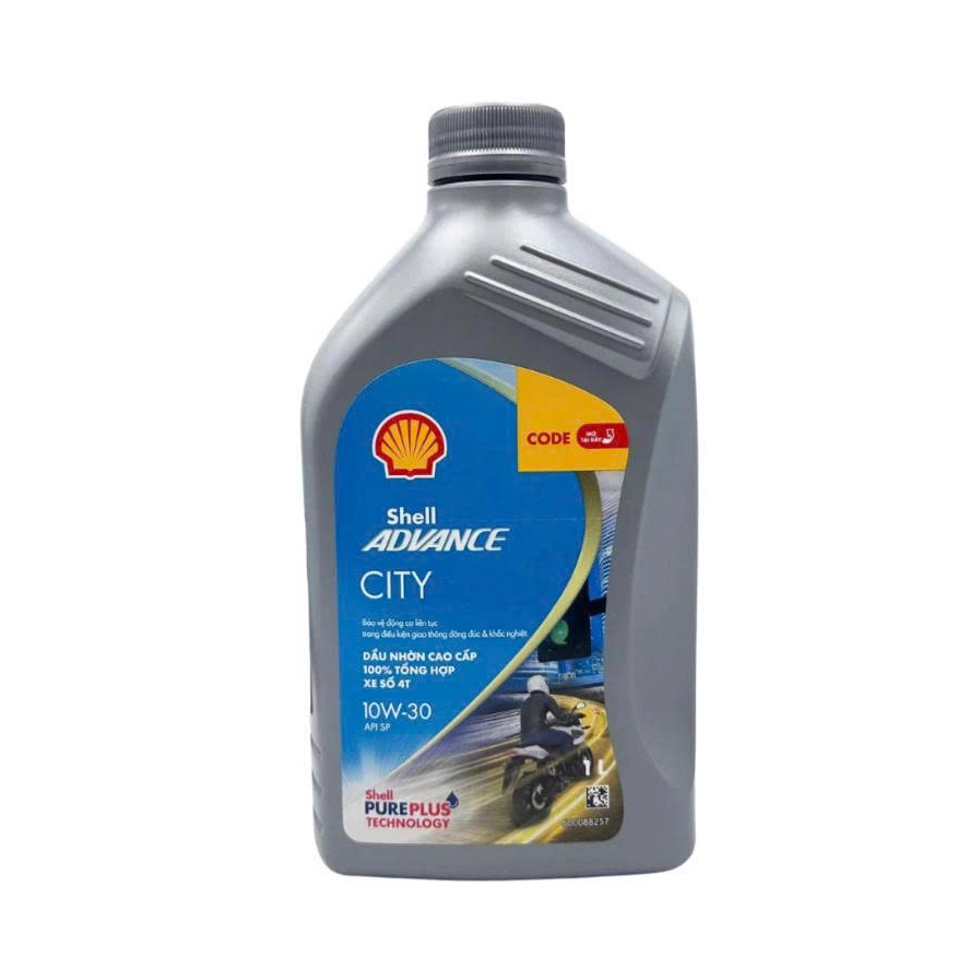Nhớt tổng hợp cho xe số, côn tay Shell Advance City API SP 10w40 1L