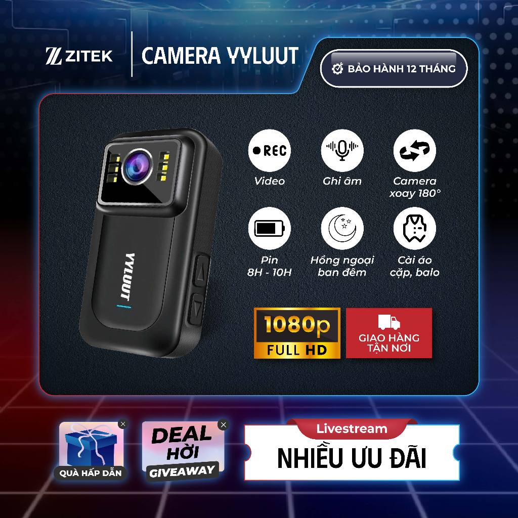 Camera hành trình YYLUUT L9 Full HD 1080P, camera mini quay hồng ngoại, ghi âm, chống nước IP67