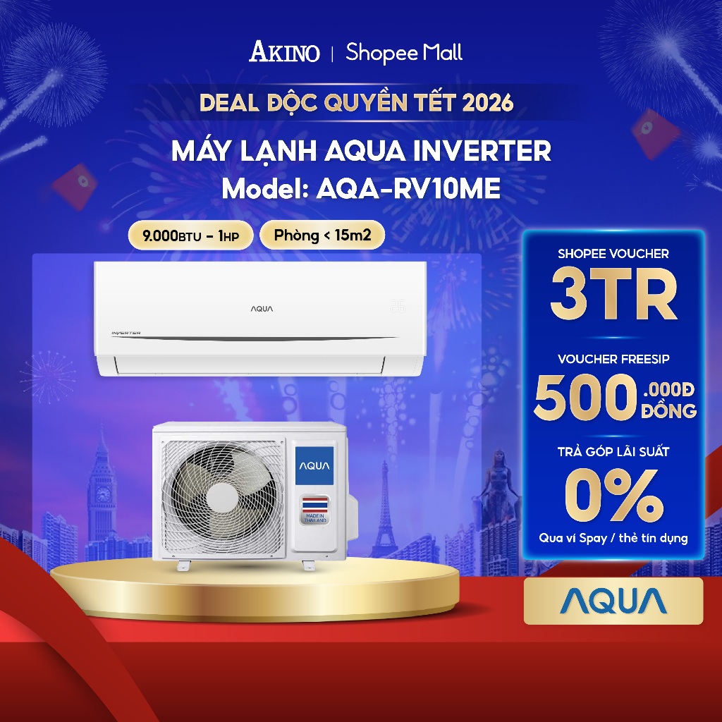 [AQA-RV10ME/AQA-RV13ME] Máy Lạnh Aqua Inverter Tiết Kiệm Điện 9.000BTU/1.0 HP/1Ngựa Model 2025