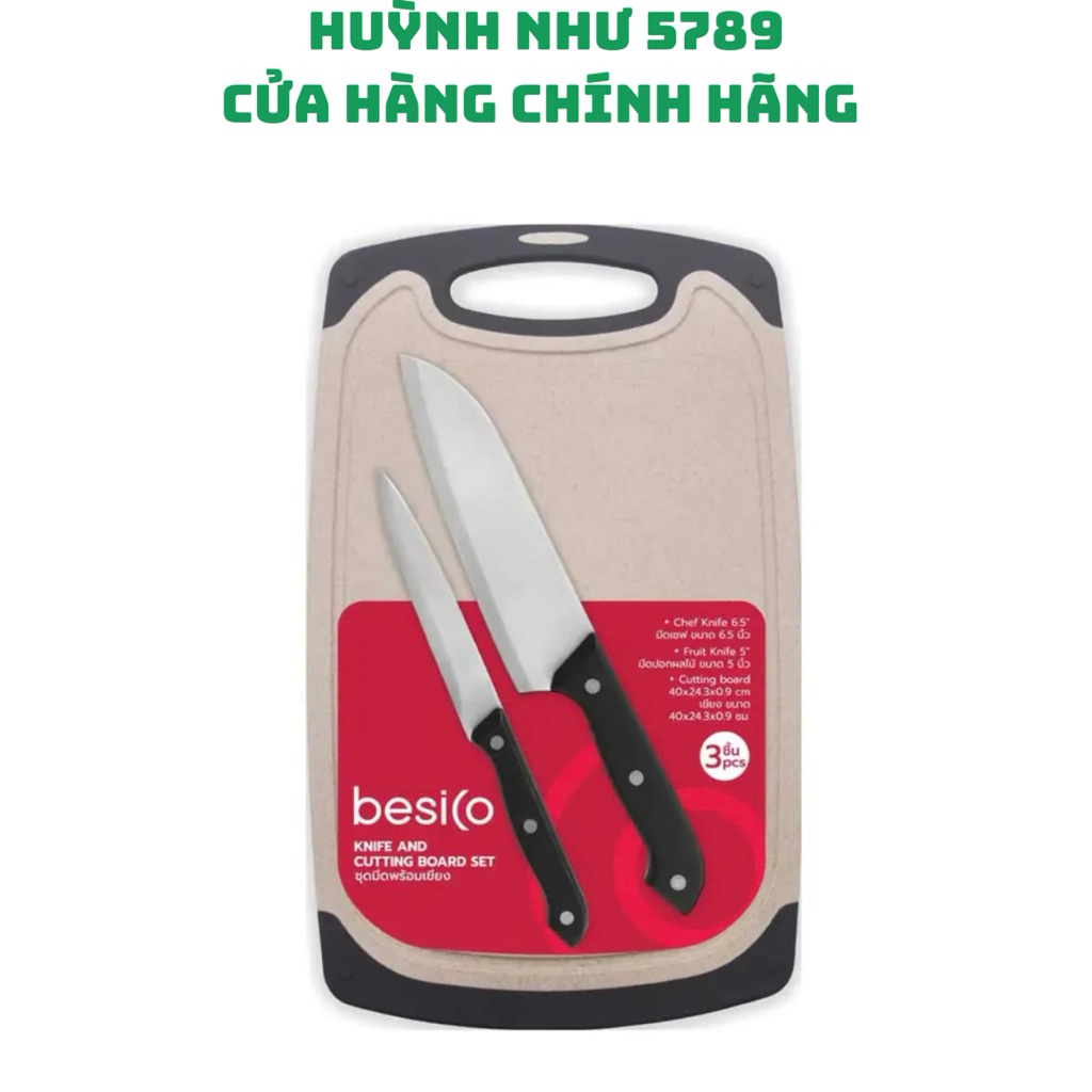 [CHÍNH HÃNG]Bộ 2 dao và thớt nhựa Besico