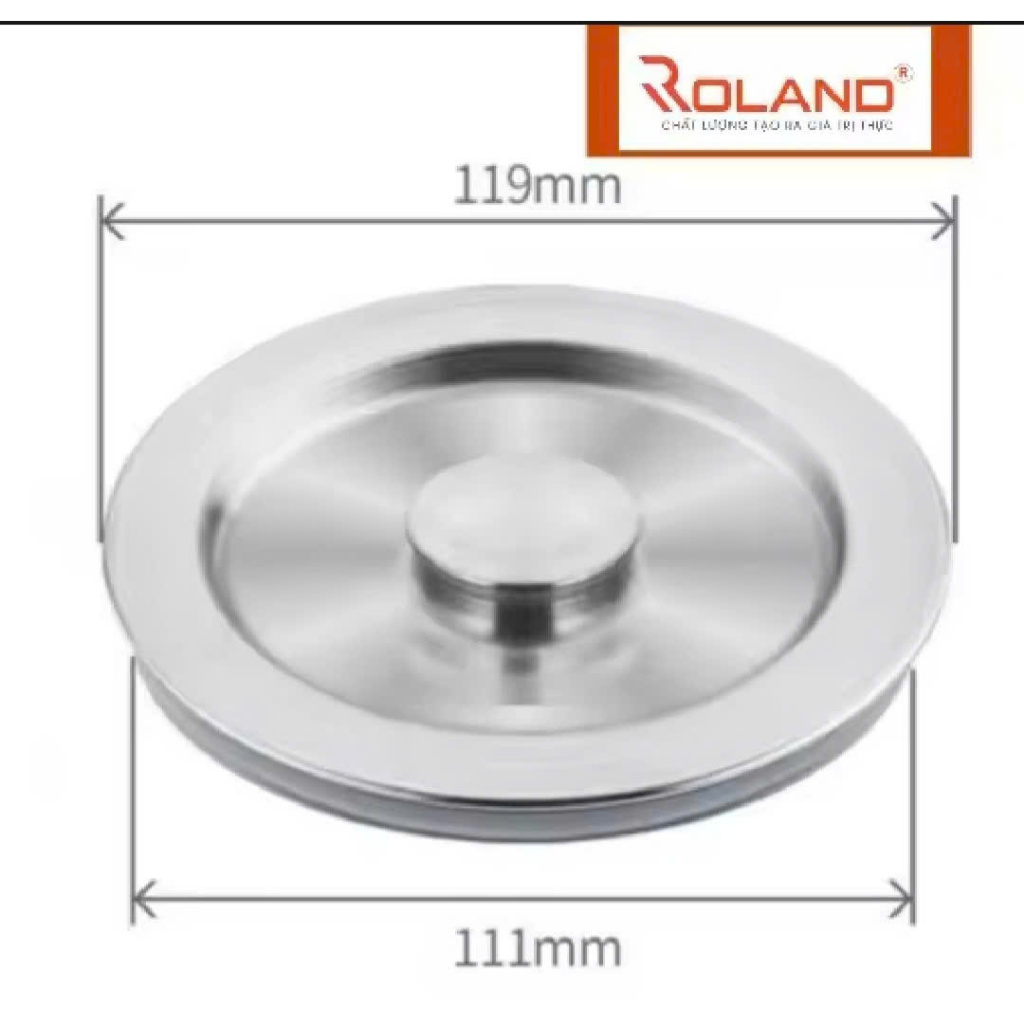 Nắp đậy chậu rửa chén inox ROLAND Chính hãng viền ngoài 11.5cm x10.5cm chất liệu inox 304 cao cấp