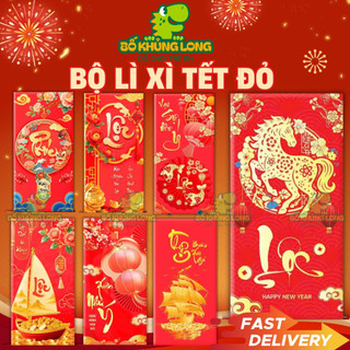 Set 10 Cái Bao Lì Xì Truyền Thống TẾT ĐỎ 2026 Bính Ngọ C150 Cán Bóng Lì Xì Tết Phú Qúy May Mắn Tài Lộc BỐ KHỦNG LONG
