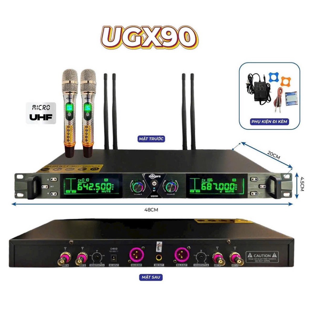 MICRO UGX90 CHÍNH HÃNG UGX SHURE CỦ MICRO K8 TOÀN THÂN KIM LOẠI - 432VIETNAM