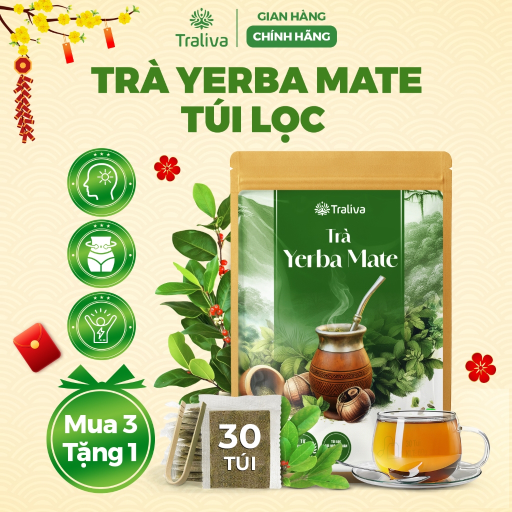 Trà Yerba Mate Túi Lọc, Trà Mate Brazil Trà Nam Mỹ   Tỉnh Táo Năng Lượng Nhẹ Nhàng