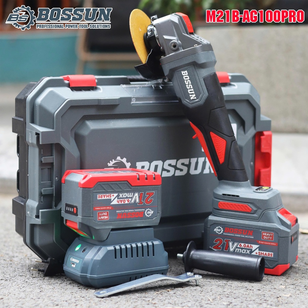 Máy cắt mài góc pin BOSSUN M21B-AG100PRO, 3 mức tốc độ, Ngắt khi gặp sự cố, Chống khởi động lại