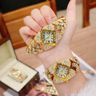 [MUA 1 TẶNG 3] Đồng Hồ Nữ Gossie Lắc Hoàng Kim Full Đá Bắt Sáng Sang Trọng, Đẳng Cấp, 2 Màu Lựa Chọn A67