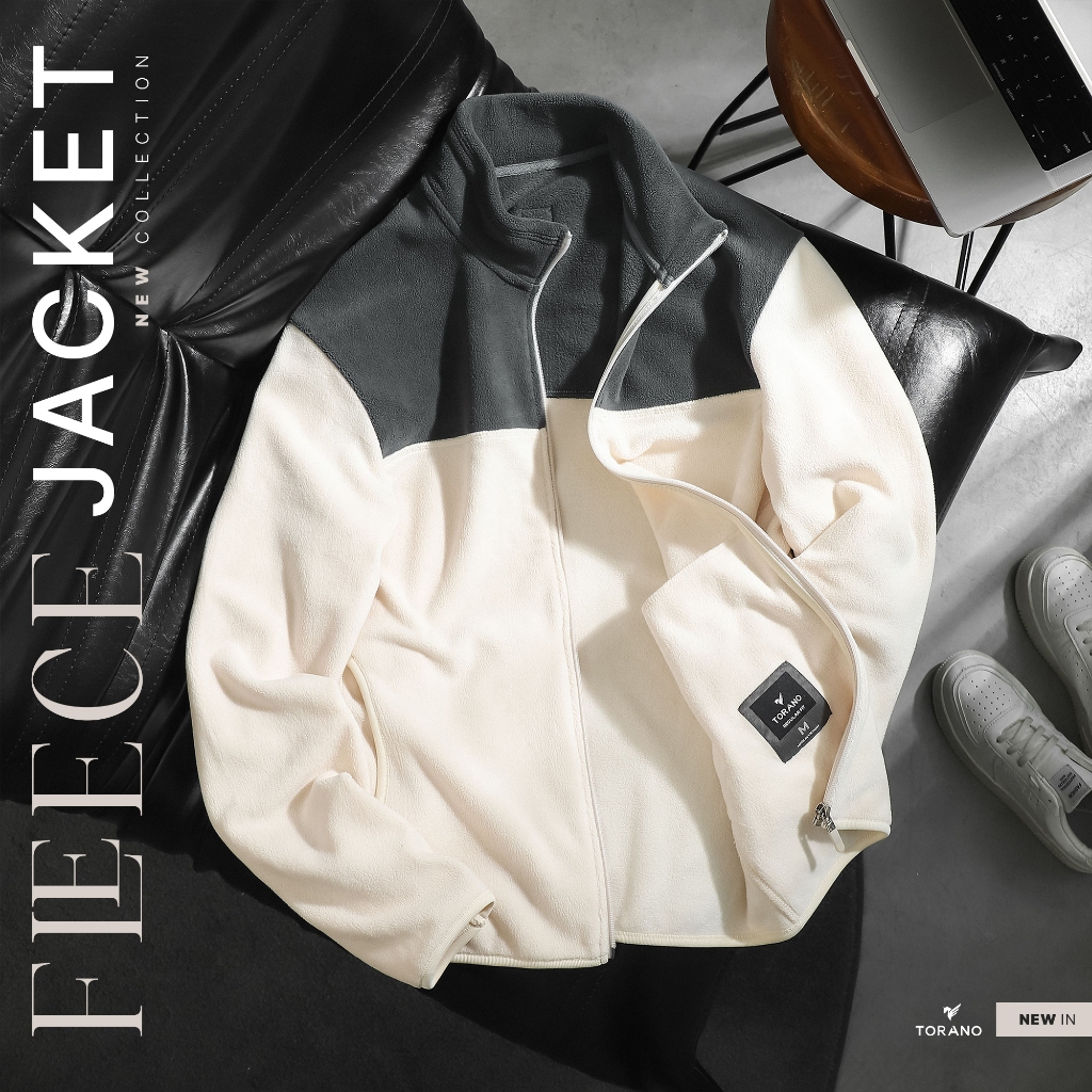 Áo khoác 1 lớp FLEECE JACKET TORANO lông can phối màu cổ cao cực kỳ ấm áp và trendy FWCR001