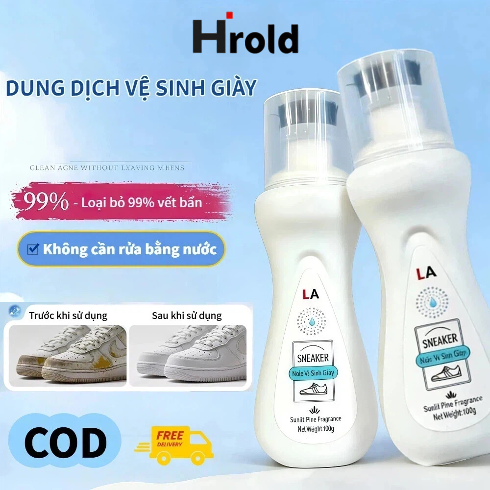 （Hàng sẵn）Chai Vệ Sinh Giày Dép LA 100ml – Nước Tẩy Trắng, Làm Sạch Giày, Khử Mùi Dài Lâu, Không Cần Giặt