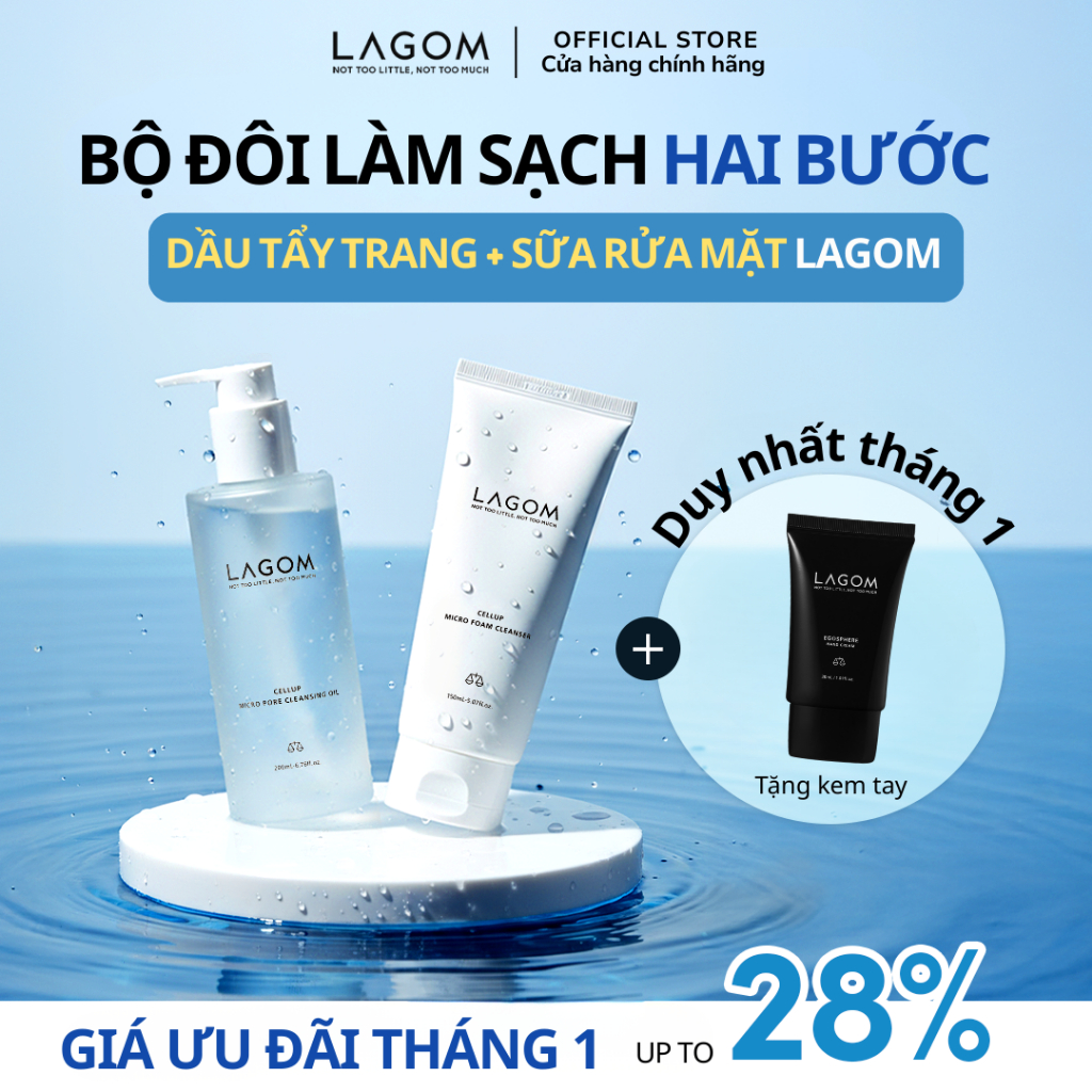 Combo làm sạch 2 bước LAGOM dầu tẩy trang 200ml và sữa rửa mặt micro foam 120ml