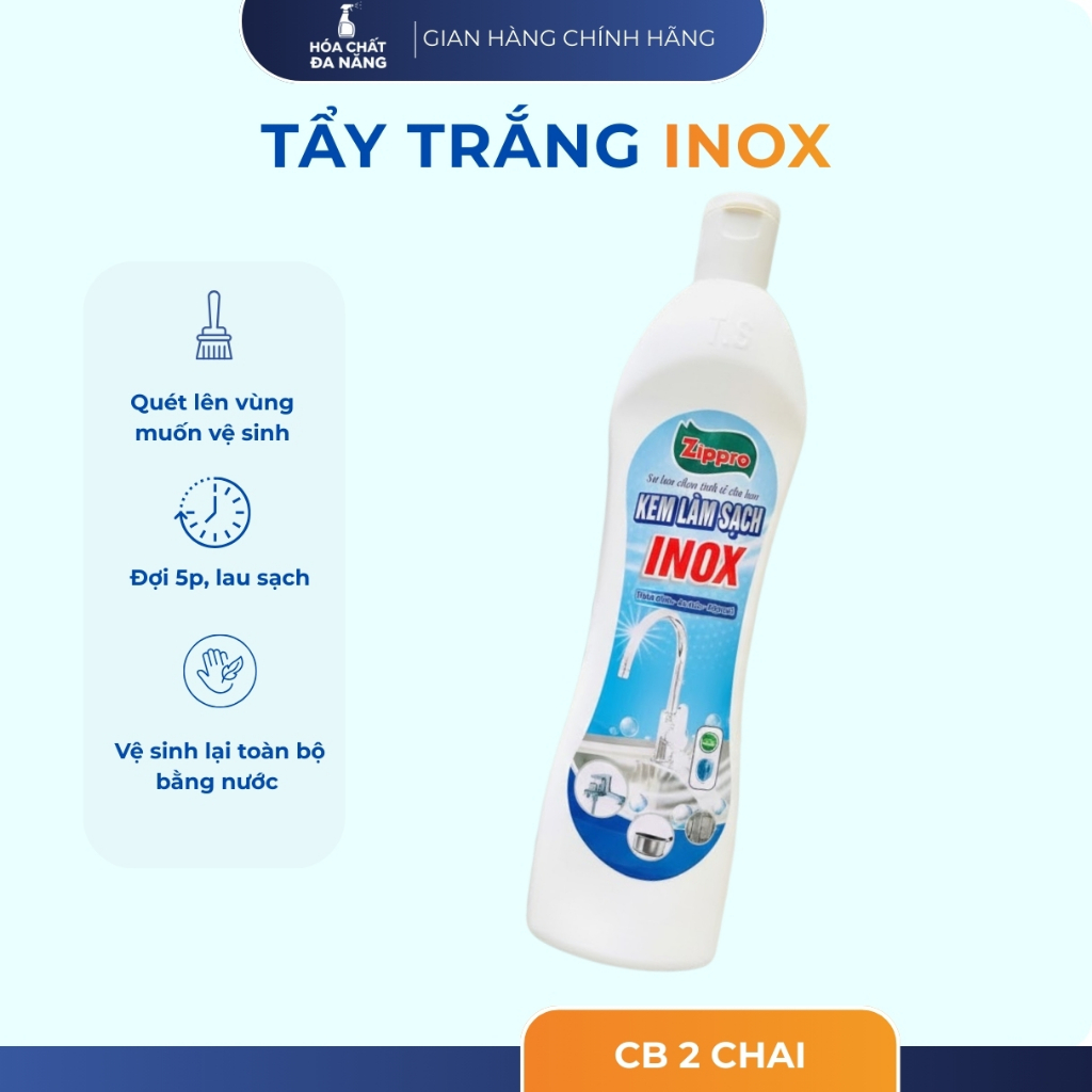 Kem Làm sạch Inox Zippro -Sạch Nhanh, Mạnh, An Toàn- 500ml-ZIPPRO Tẩy sạch inox bị cặn bẩn, ố vàng