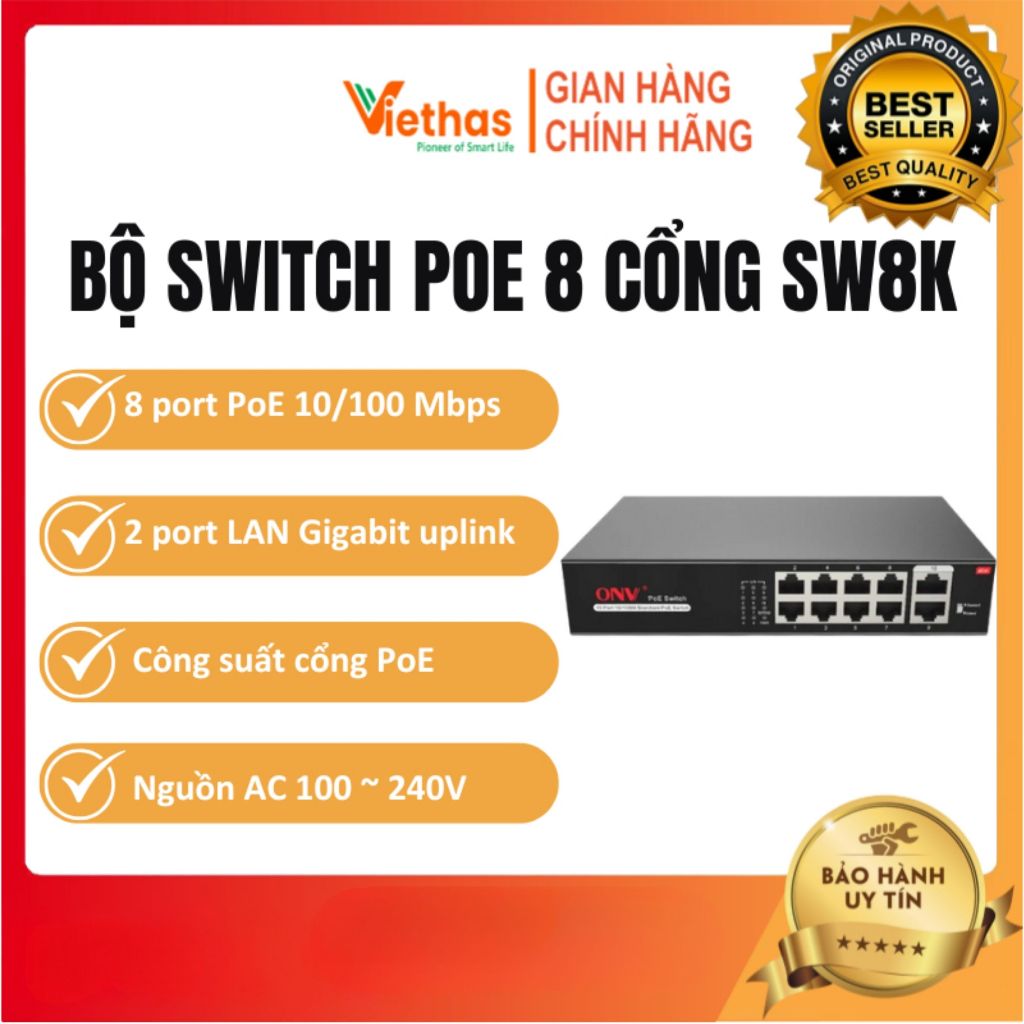 Bộ Switch Poe 8 cổng Smart Switch SW8K-POE