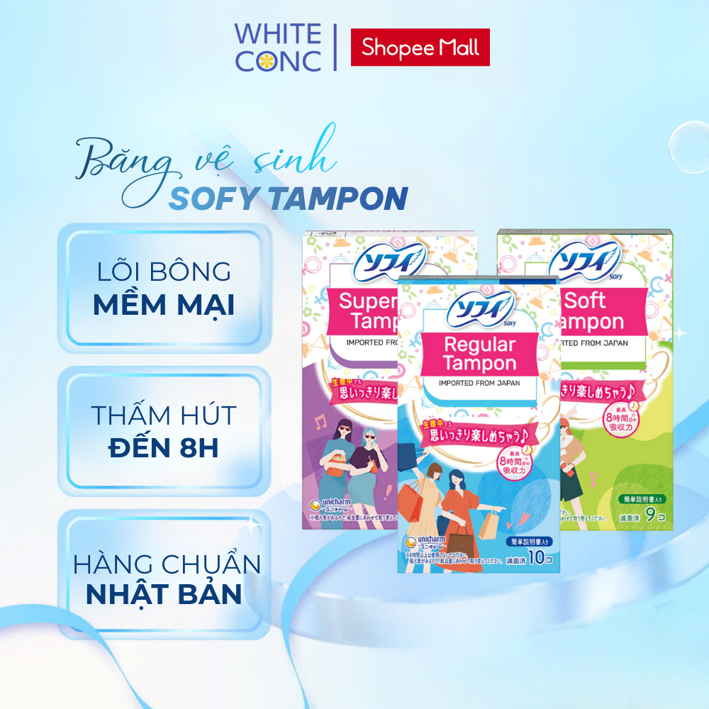 Băng vệ sinh siêu thấm Sofy Soft Tampon Super/ Regular Tampon/ Superplus Tampon White Conc (Hàng nhậ