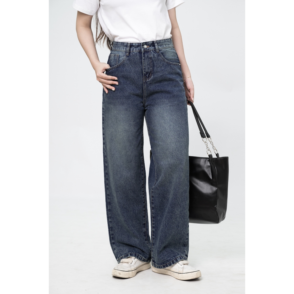 Quần Jean Wash Form Regural Fit Basic Unisex 4Lucky 6240, Quần Chất Denim Dày Dặn Phong Cách Vintage