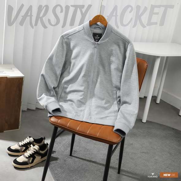 Áo khoác 2 lớp VARSITY JACKET TORANO chần bông thêu logo ngực trẻ trung, nam tính FWCS010