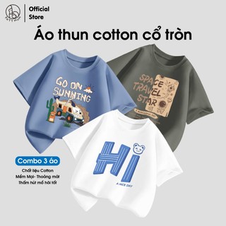 Patt Mom Combo 3 Áo Thun Bé Trai Cotton Mềm Mịn, Thoáng Khí, Co Giãn 4 Chiều, Thấm Hút Tốt, Form Chuẩn 3-14 T (LWDX-3)