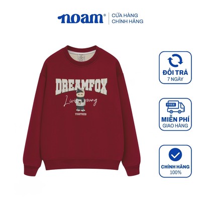 Áo Sweater Unisex NOAM Dream Fox Form rộng Vải nỉ lông cáo mềm mịn - Đỏ/ Xanh navy