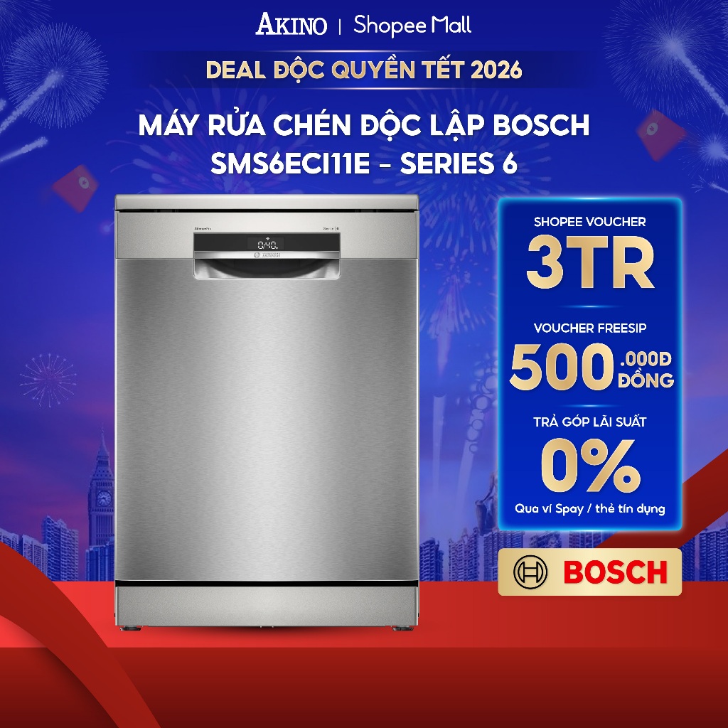 Máy rửa chén độc lập Bosch SMS6ECI11E Serie 6 - Hàng Chính Hãng