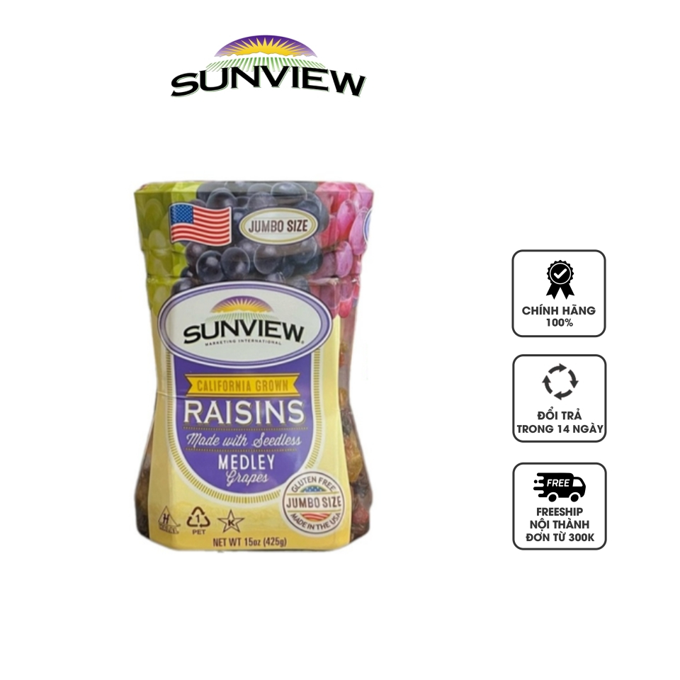 Nho khô Sunview Raisins Mỹ 425g Chính Hãng