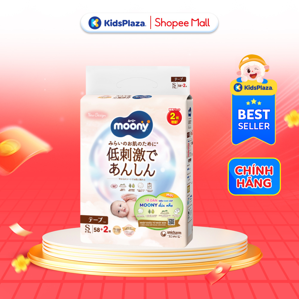 Tã dán Moony Natural mỏng nhẹ, thấm hút tốt đủ size cho bé