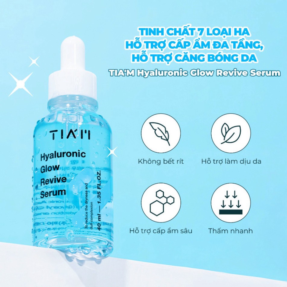 Serum HA TIAM Hyaluronic Glow Revive Cấp Ẩm Sâu Dưỡng Da Căng Bóng 40ml