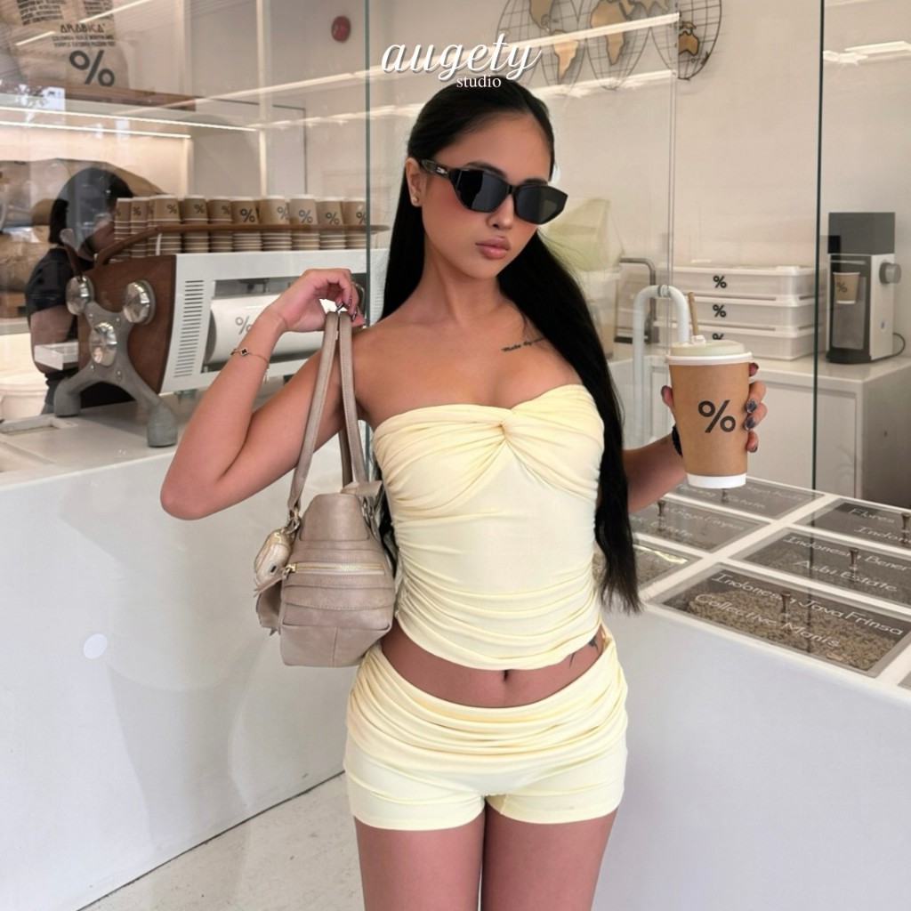Áo Ống Xoắn Ngực Nhún Chiết Eo Công Nghệ Vải Siêu Mỏng Mát Co Giãn Augety Studio, FOLIE Twisted Tube Top | BigBuy360 - bigbuy360.vn