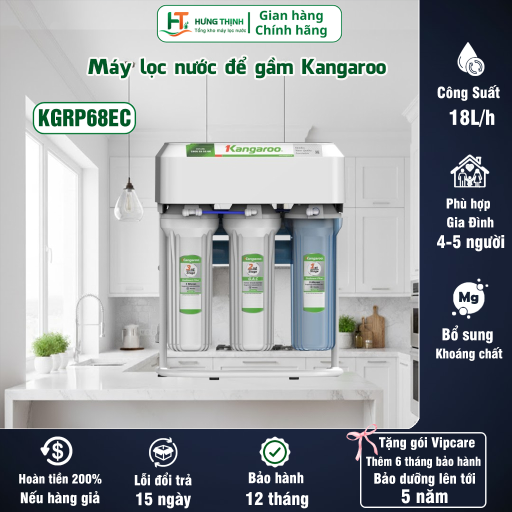Máy Lọc Nước Kangaroo Chân Quỳ KGRP68EC Thiết Kế Tối Ưu Gọn Nhẹ