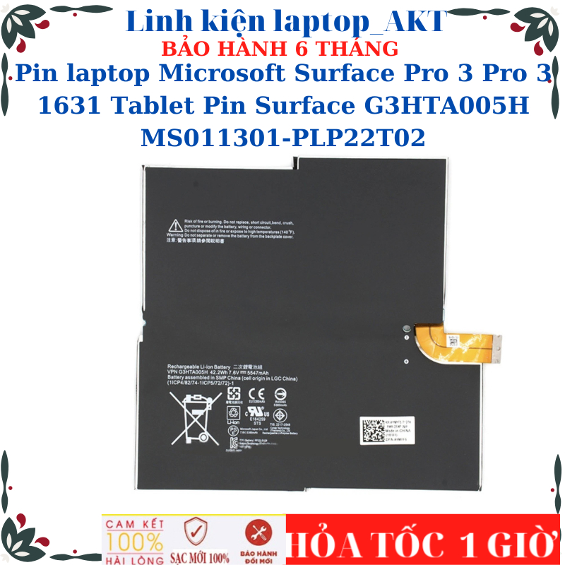 Pin máy tính bảng Microsoft Surface Pro 3 Pro 3 1631 Tablet Pin Surface G3HTA005H MS011301-PLP22T02
