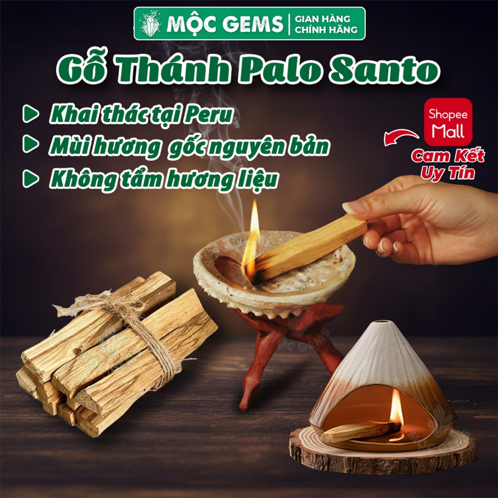 Palo Santo - Gỗ Trắc Xanh (Gỗ Peru) Mộc Gems - Dùng Xông Phòng Thanh Tẩy Không Gian, Dùng Cho Tarot, Reiki, Thiền Định