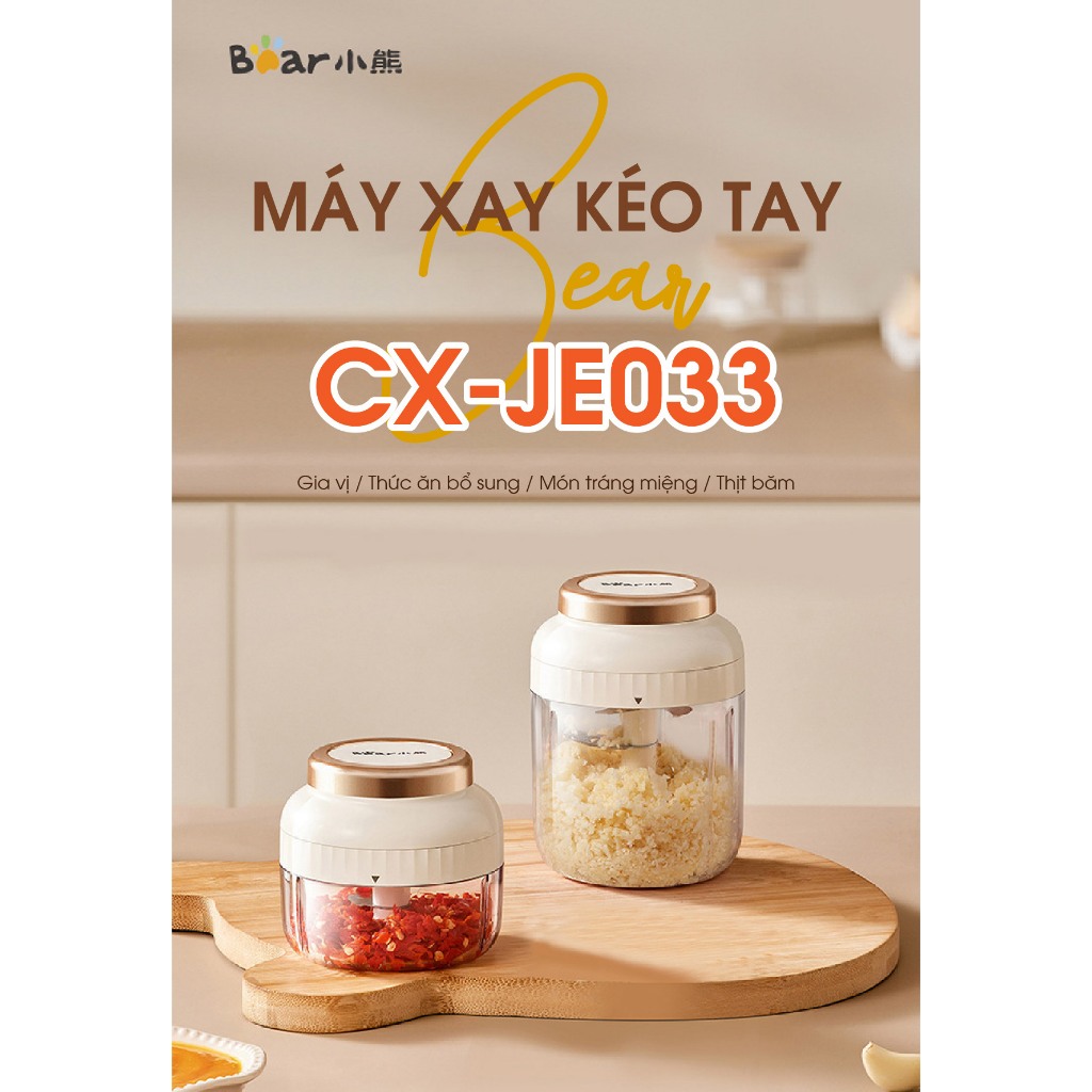 Máy Xay Tỏi Ớt Cầm Tay Mini Bear FCH-5N02R35 (CX-JE033), 0.2L, Dây Kéo Thủ Công, Dễ Dàng Tháo Lắp | BigBuy360 - bigbuy360.vn