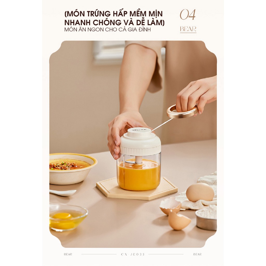 Máy Xay Tỏi Ớt Cầm Tay Mini Bear FCH-5N02R35 (CX-JE033), 0.2L, Dây Kéo Thủ Công, Dễ Dàng Tháo Lắp | BigBuy360 - bigbuy360.vn