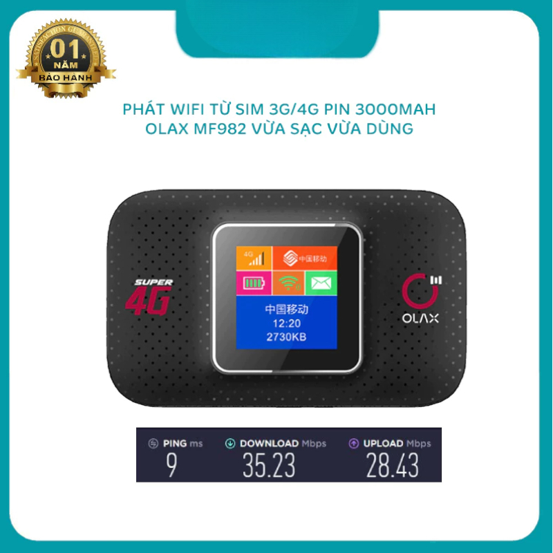 [TopValue] Phát wifi từ sim 3G/4G OLAX MF982 pin 3000mah - Hỗ trợ vừa sạc vừa dùng (trắng)