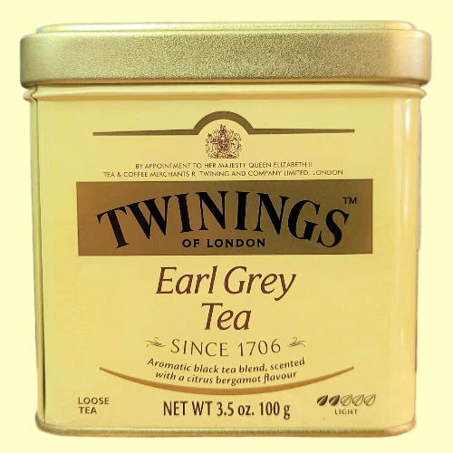 Hộp thiếc VÀNG 100g + TRÀ ĐEN (trà lá lớn) [POLAND] TWININGS OF LONDON Earl Grey Tea