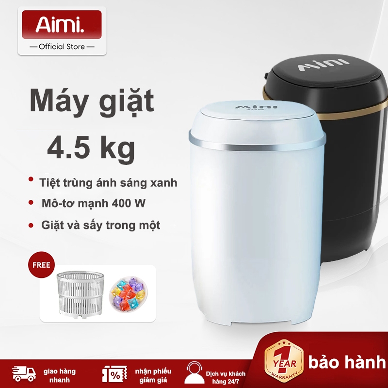 Máy Giặt Mini -4.5KG  Tia UV Máy Giặt Mini Ánh Sáng Lạm Diệt Khuẩn Xoáy Cực Mạnh Tự Vắt Khô Máy Giặt Đồ Lót Em Bé